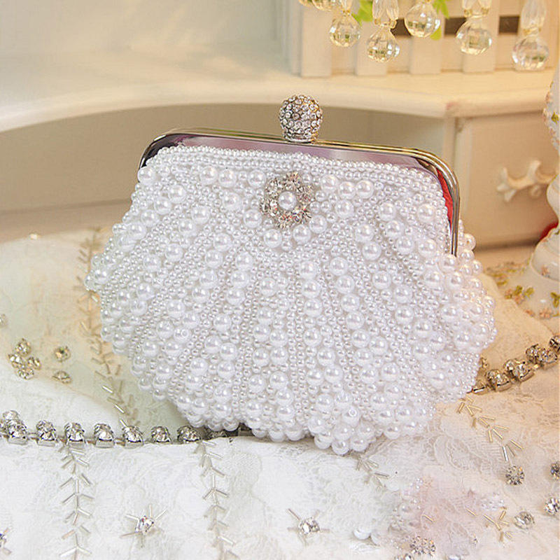 Luxury Bags Direct - Luxury Scalloped Pearl Clutch Bag Handmade